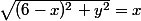 \sqrt{(6-x)^2+y^2}=x