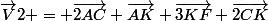 \vec{V}2 = \vec{2AC}+\vec{AK}+\vec{3KF}+\vec{2CK}