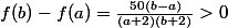 f(b)-f(a)=\frac{50(b-a)}{(a+2)(b+2)}>0