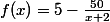 f(x)=5-\frac{50}{x+2}