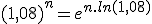 (1,08)^n = e^{n.ln(1,08)}