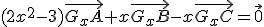 (2x^2-3)\vec{G_xA}+x\vec{G_xB}-x\vec{G_xC}=\vec0