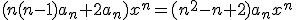(n(n-1)a_n+2a_n)x^n=(n^2-n+2)a_nx^n
