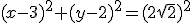 (x-3)^2+(y-2)^2=(2\sqrt{2})^2