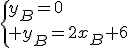 \{y_B=0\\ y_B=2x_B+6