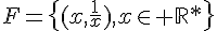 \Large{F=\{(x,\frac{1}{x}),x\in \mathbb{R}*\}}