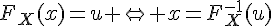 \Large{F_X(x)=u \Leftrightarrow x=F_X^{-1}(u)}