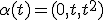 \alpha(t)=(0,t,t^2)