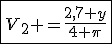 \fbox{V_2 =\frac{2,7 y}{4 \pi}