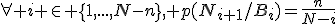 \forall i \in \{1,...,N-n\}, p(N_{i+1}/B_i)=\frac{n}{N-i}