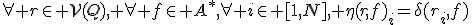 \forall r\in \mathcal{V}(Q), \forall f\in A^{\ast},\forall i\in [1,N], \eta(r,f)_i=\delta(r_i,f)