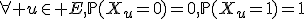 \forall u\in E,\mathbb{P}(X_u=0)=0,\mathbb{P}(X_u=1)=1