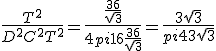 \fr{T^2}{D^2+C^2+T^2} = \fr{\fr{36}{\sqrt{3}}}{4pi+16+\fr{36}{\sqrt{3}}} = \fr {3\sqrt{3}}{pi+4+3\sqrt{3}}