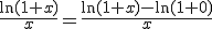 \frac{\ln(1+x)}{x}=\frac{\ln(1+x)-\ln(1+0)}{x}