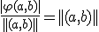 \frac{|\varphi(a,b)|}{||(a,b)||}=||(a,b)||