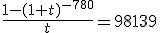 \frac{1-(1+t)^{-780}}{t}=98139