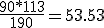\frac{90*113}{190}=53.53
