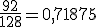 \frac{92}{128} = 0,71875