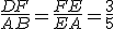 \frac{DF}{AB}=\frac{FE}{EA}=\frac{3}{5}