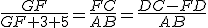 \frac{GF}{GF+3+5}=\frac{FC}{AB}=\frac{DC-FD}{AB}