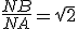 \frac{NB}{NA}=\sqr2
