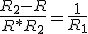 \frac{R_2-R}{R*R_2}=\frac{1}{R_1}