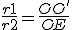 \frac{r1}{r2}=\frac{OO'}{OE}