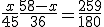 \frac{x}{45} + \frac{58-x}{36} = \frac{259}{180}