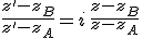 \frac{z'-z_B}{z'-z_A}=i\,\frac{z-z_B}{z-z_A}