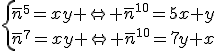 \left{\bar{n}^{}^{_{5}}=xy \Leftrightarrow \bar{n}^{_{10}}=5x+y\\\bar{n}^{}^{_{7}}=xy \Leftrightarrow \bar{n}^{_{10}}=7y+x