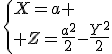 \left{X=a \\ Z=\frac{a^2}{2}-\frac{Y^2}{2}