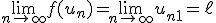 \lim_{n\to +\infty}f(u_n)=\lim_{n\to +\infty}u_{n+1}=\ell