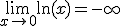 \lim_{x\to 0^+} \ln (x) = -\infty