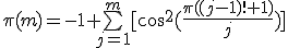 \pi(m)=-1+\bigsum_{j=1}^m~[cos^2(\frac{\pi((j-1)!+1)}{j})]
