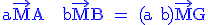 \rm \blue a\vec MA + b\vec MB = (a+b)\vec MG