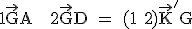 \rm 1\vec GA + 2\vec GD = (1+2)\vec K'G