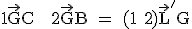 \rm 1\vec GC + 2\vec GB = (1+2)\vec L'G