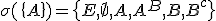 \sigma(\{A\})=\{E,\empty,A,A^c,B,B^c\}