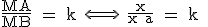 \textrm\fra{MA}{MB} = k \Longleftrightarrow \ \fra{x}{x+a} = k 
