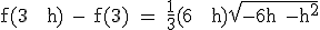 \textrm f(3 + h) - f(3) = \frac{1}{3}(6 + h)\sqrt{-6h -h^2}