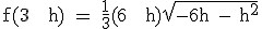 \textrm f(3 + h) = \frac{1}{3}(6 + h)\sqrt{-6h - h^2}