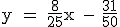 \textrm y = \frac{8}{25}x - \frac{31}{50}