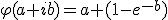 \varphi(a+ib)=a+(1-e^{-b})