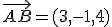 \vec{AB}=(3,-1,4)