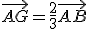 \vec{AG} = \frac{2}{3} \vec{AB}