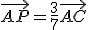 \vec{AP}=\frac{3}{7}\vec{AC}