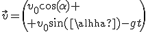 \vec{v}=\({v_0\cos(\alpha) \\ v_0\sin(\alpha)-gt}\)