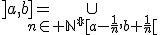]a,b]=\cup_{n\in \mathbb{N^*}[a-\frac{1}{n},b+\frac{1}{n}[}
