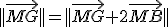||\vec{MG}||=||\vec{MG}+2\vec{MB}||