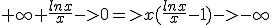 +\infty \frac{lnx}{x}->0=>x(\frac{lnx}{x}-1)->-\infty
